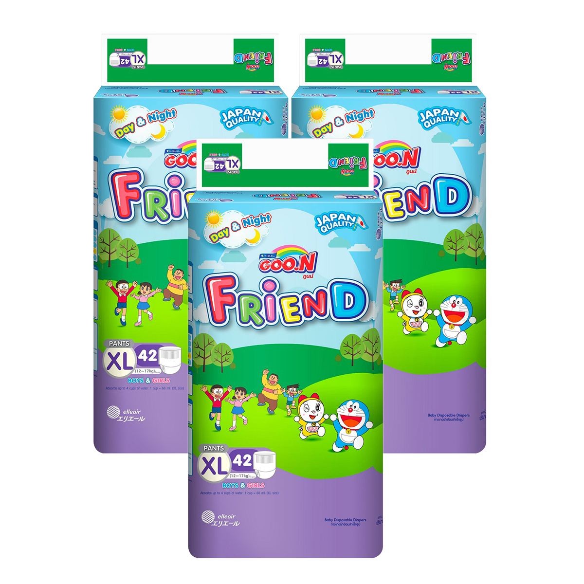 Combo 3 Tã Quần Goo.n Friend Thiết Kế Mới Gói Cực Đại XL42 (42 Miếng) + Tặng 3 Tã Quần Goo.n Friend Thiết Kế Mới XL7 (7 Miếng)